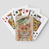 Waterverf Fox Floral Collage Persoonlijke naam Pokerkaarten (Achterkant)