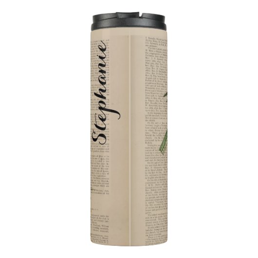 Waterverf Fox Floral Collage Persoonlijke naam Thermosbeker (Achterkant)