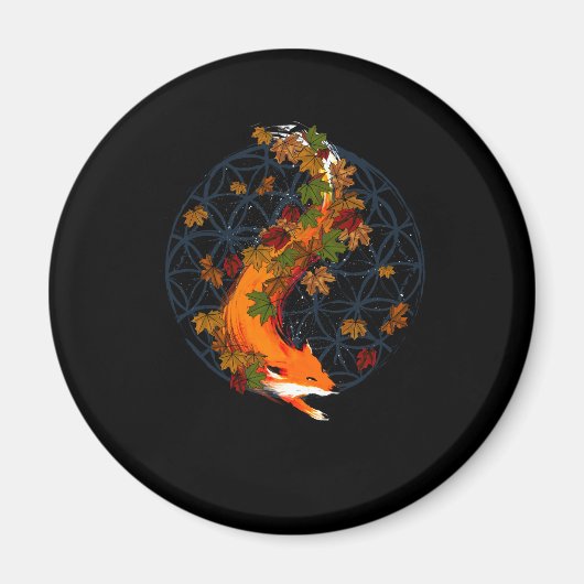 Waterverf Fox Flower of Life Spirit Animal Magneet (Voorkant)