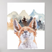 Waterverf Fox Forest Nursery Child Woodland Poster (Voorkant)