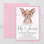 Waterverf Fox Girl Woodland Baby shower Kaart (Voorkant / Achterkant)