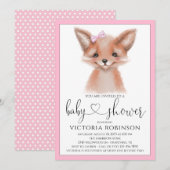 Waterverf Fox Girl Woodland Baby shower Kaart (Voorkant / Achterkant)