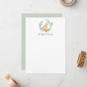 Waterverf Fox & Greenery - Aangepaste schrijfbenod Notitiekaartje (Voorkant / Achterkant in situ)