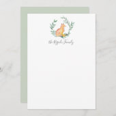 Waterverf Fox & Greenery - Aangepaste schrijfbenod Notitiekaartje (Voorkant / Achterkant)
