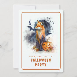 Waterverf Fox Halloween Invitation Kaart