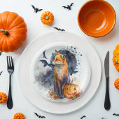 Waterverf Fox Halloween Papieren Bordje