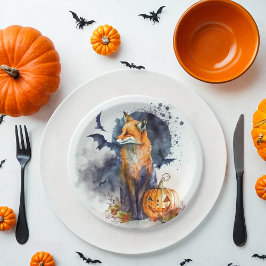 Waterverf Fox Halloween Papieren Bordje