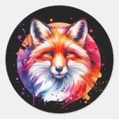 Waterverf Fox Illustratie Ronde Sticker (Voorkant)