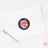 Waterverf Fox Illustratie Ronde Sticker (Envelop)