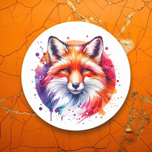 Waterverf Fox Illustratie Ronde Sticker