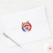 Waterverf Fox Illustratie Ronde Sticker (Envelop)