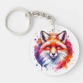 Waterverf Fox Illustratie Sleutelhanger (Voorkant)
