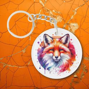 Waterverf Fox Illustratie Sleutelhanger