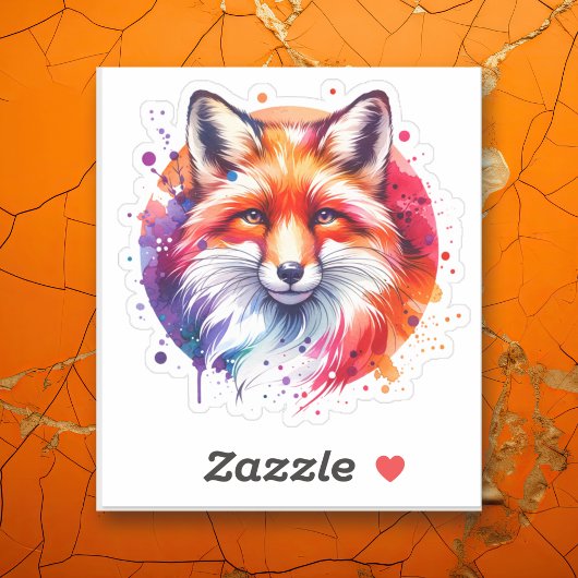 Waterverf Fox Illustratie Sticker