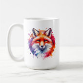 Waterverf Fox Illustration gepersonaliseerd Koffiemok (Links)