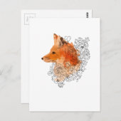 Waterverf Fox in bloemen Briefkaart (Voorkant / Achterkant)
