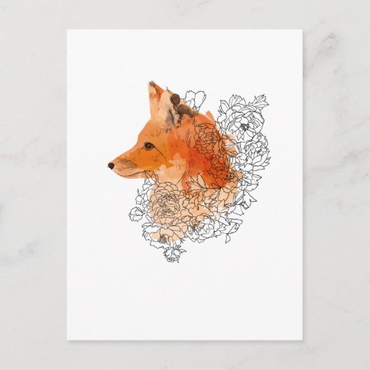 Waterverf Fox in bloemen Briefkaart (Voorkant)
