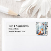 Waterverf Fox Kardinaal Wildlife Natuur Animal Etiket (Insitu)