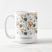 Waterverf Fox Kerst Speelse Patroon Monogram Koffiemok (Links)