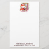 Waterverf Fox met Tea en Biscuits Briefpapier (Voorkant)