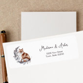 Waterverf Fox Modern Winter Foliage Botanisch Etiket