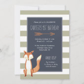 Waterverf Fox Navy Oranje Stripes Birthday Kaart (Voorkant)