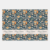 Waterverf Fox Pattern Merry Christmas Monogram Inpakpapier Vel (Voorkant 2)