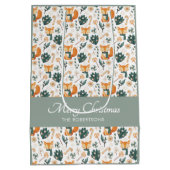 Waterverf Fox Pattern Merry Christmas Monogram Medium Cadeauzakje (Achterkant)