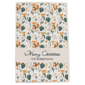 Waterverf Fox Pattern Merry Christmas Monogram Medium Cadeauzakje (Voorkant)