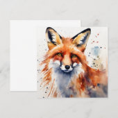 Waterverf Fox Portrait Kaart (Voorkant / Achterkant)
