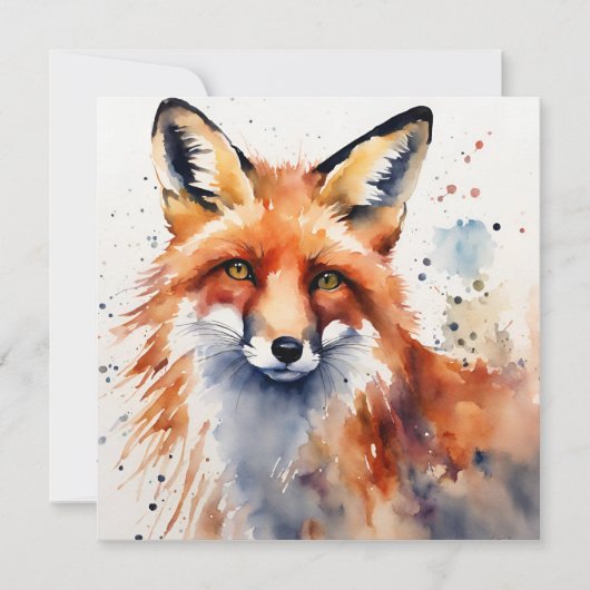 Waterverf Fox Portrait Kaart (Voorkant)
