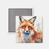 Waterverf Fox Portrait Magneet (Voorkant / Achterkant)