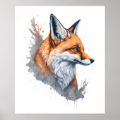 Waterverf Fox Portrait Poster (Voorkant)