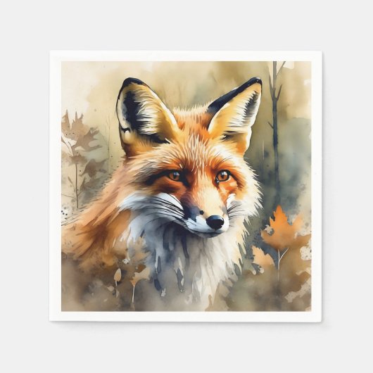 Waterverf Fox Portrait Servet (Voorkant)
