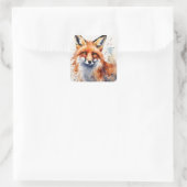 Waterverf Fox Portrait Vierkante Sticker (Tas)
