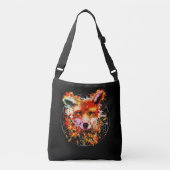 Waterverf Fox Spirit Animal Flower of Life Crossbody Tas (Voorkant)