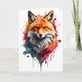 Waterverf Fox Splatter Art Portrait Splash Blank Kaart (Voorkant)