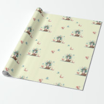 Waterverf Fox Tree Wrapping Paper