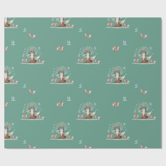 Waterverf Fox Tree Wrapping Paper Cadeaupapier (Vlak)