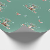 Waterverf Fox Tree Wrapping Paper Cadeaupapier (Hoek)