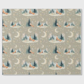 Waterverf Fox Trees and Stars Wrapping Paper Cadeaupapier (Vlak)