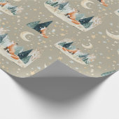 Waterverf Fox Trees and Stars Wrapping Paper Cadeaupapier (Hoek)
