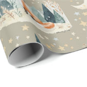Waterverf Fox Trees and Stars Wrapping Paper Cadeaupapier (Rol Hoek)