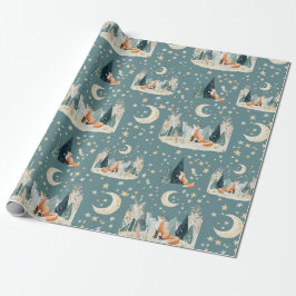 Waterverf Fox Trees and Stars Wrapping Paper Cadeaupapier