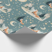 Waterverf Fox Trees and Stars Wrapping Paper Cadeaupapier (Hoek)