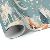 Waterverf Fox Trees and Stars Wrapping Paper Cadeaupapier (Rol Hoek)