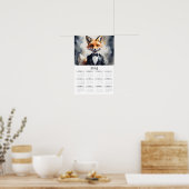 Waterverf Fox Tuxedo Bow Stropdas 2025 Muurkalende Poster (Keuken)