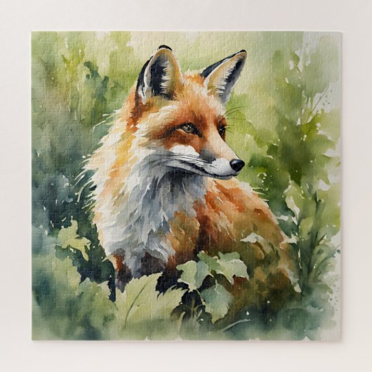 Waterverf Fox Vibrant Forest voor Natuur liefhebbe Legpuzzel (Verticaal)