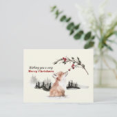 Waterverf Fox wenst u een heel vrolijk kerstfeest Briefkaart (Staand voorkant)