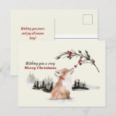 Waterverf Fox wenst u een heel vrolijk kerstfeest Briefkaart (Voorkant / Achterkant)
